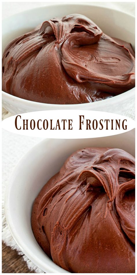 Homemade Chocolate Frosting, Chocolate Frosting Recipes, Homemade Frosting, Torte Cupcake, Cupcakes Decorados, Chocolate Icing, God Mat, Icing Recipe, Chocolate Frosting