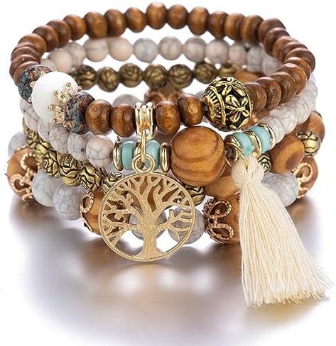 Travel Bracelet, Wooden Beaded Bracelets, Tree Of Life Bracelet, Design Layouts, Chapeau Cowboy, Wood Bead Bracelet, Tassel Bracelet, Bracelet Design, Styl Boho