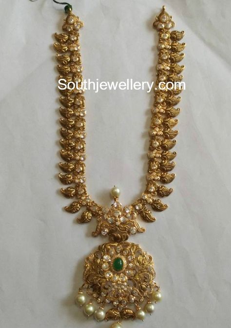 Nakshi Mango Haram Mango Haram Designs, Haram Designs Gold Latest, Jewellery South Indian, Mango Haram, Haram Designs, Gold Temple Jewellery, Mala Jewelry, Antique Gold Jewelry Indian, Jewellery Bridal