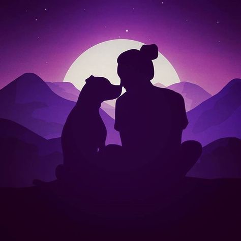 ArtStation - Never Alone (An Illustration/Concept), Ritonia Fernandes Pure Soul, Cartoon Mascot, Never Alone, Clothing Design, Full Moon, Dog Love, Photoshop, Moon, Design