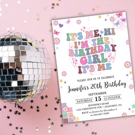 Its me, Hi Groovy Disco Eras Birthday Party Invitation Taylor Swift Party Invitations, Taylor Swift Invitations, Eras Birthday Party, Disco Party Birthday, Taylor Swift Birthday Invitations, 22 Bday, Taylor Swift Birthday Party Ideas, Swift Party, Taylor Swift Party