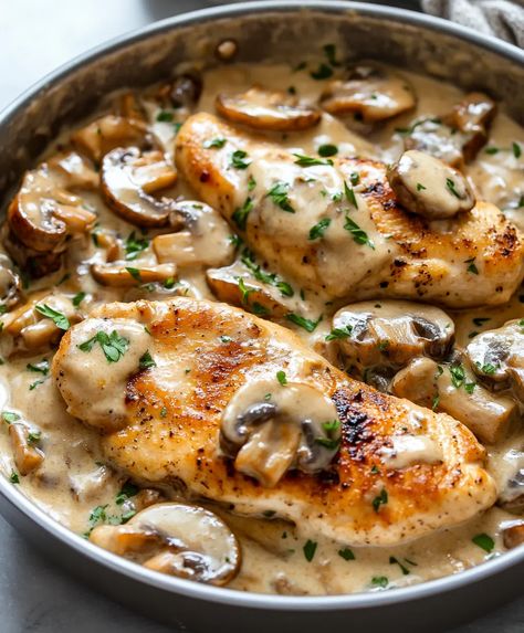 Creamy Mushroom Chicken Recipe - Stuffed Chicken Mushroom Recipes, Chicken And Mushroom Recipes Skillet, Easy Creamy Mushroom Chicken, Chicken With Mushroom Soup Recipes, Chicken And Mushroom Crockpot Recipes, Chicken With Mushrooms Recipes, Mushroom Gravy Chicken, Chicken And Mushrooms Recipes, Chicken With Cream Of Mushroom