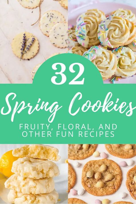 spring cookies 5 Cookies For Spring, Lemon Lavender Cookies, Pink Lemonade Cookies, Flower Icing, Strawberry Lavender, Lavender Shortbread Cookies, Strawberry Shortcake Cookies, Soft Cookie Recipe, Lemon Crinkle Cookies