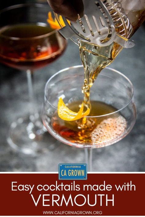 The best drinks with vermouth are actually classic cocktails that you probably are already familiar with. Do you love a Dirty Vodka Martini or a Negroni? Both of those drinks with vermouth grace almost every cocktail menu we’ve ever perused, but there are so many more you might be missing! #cocktails #vermouth #cagrown @thismessisours #mixeddrinks Cocktails With Vermouth, Drinks With Vermouth, Dry Vermouth Cocktails, Vermouth Drinks, Sweet Vermouth Cocktails, Vermouth Cocktails, Holiday Fruit Cake, Cocktails For Beginners, Vodka Mixed Drinks