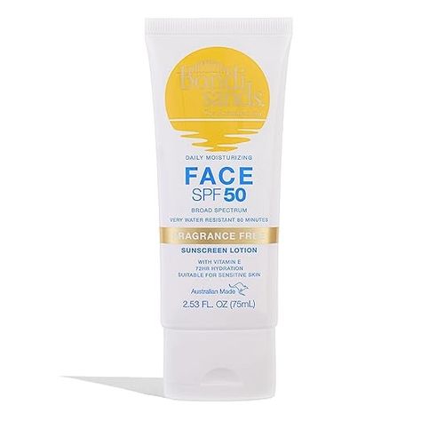 Amazon.com: Bondi Sands Fragrance Free Daily Sunscreen Face Lotion SPF 50 | Hydrating UVA + UVB Protection, Non-Greasy, Gentle, Water Resistant | 2.53 Oz/75 mL : Beauty & Personal Care Sunscreen Packaging, Sunscreen Face, Tanning Sunscreen, Bondi Sands, Daily Sunscreen, Facial Sunscreen, Body Sunscreen, Sunscreen Lotion, Face Lotion