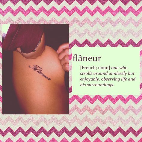 Flaneur #tattoo #sideboob #script Flaneur Tattoo, Fish Tattoos, Jesus Fish Tattoo, Tattoo Quotes, Tattoo Ideas, Tattoos, Skin, Art