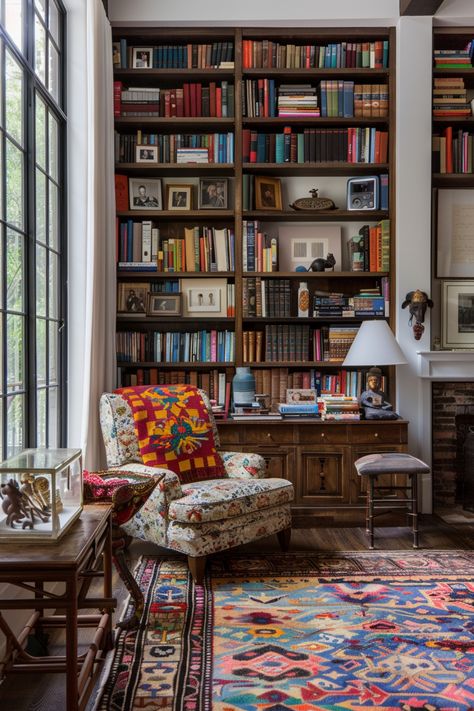 Easily make a home library that you can tucker down in with a good book using these tips and ideas. Home Bookshelves Cozy Library, Library Room Bookshelves, Classic Library Design, Home Library Layout, Bookshelf Ideas Living Room, Cozy Home Library Ideas, Rustic Library, Library Layout, Library Room Decor