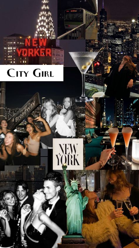 #newyork #newyorkaesthetic #city #citygirl #party Night In The City Party Theme, Birthday Nyc Aesthetic, Nyc 30th Birthday, Sec And The City Theme Party, Nyc Theme Birthday Party, New York Theme Party Outfit, A Night In Nyc Theme Party, Party Collage Aesthetic, New York Theme Wedding