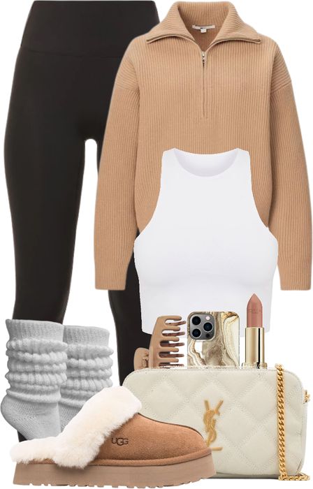 Camel Ugg Boots Outfit, Tan Uggs Outfit, Highschool Fits, Cosy Winter Outfits, Uggs Outfits, Outfit With Uggs, Ugg Boots Outfit, Outfit Leggings, Winter Outfits For School