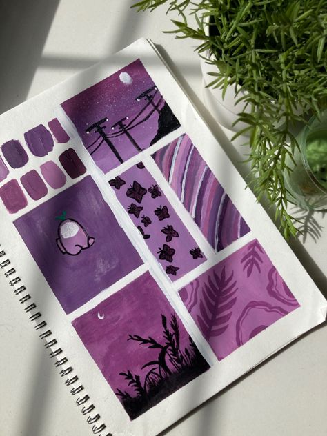 #aesthetic #painting #paintingoftheday #modernpainting #purple #purpleaesthetics Paintings Purple Aesthetic, Purple Aesthetic Watercolor, Purple Theme Painting, Purple Aesthetic Canvas Painting, Purple Moodboard Painting, Aesthetic Mini Painting Ideas, Purple Easy Paintings, Moodboard Aesthetic Drawing, Purple Doodles Aesthetic