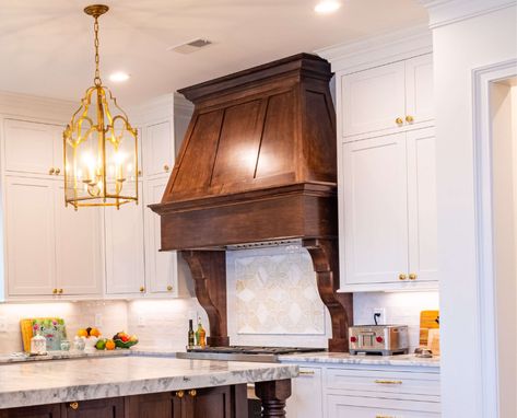 Custom Wooden Range Hood, Custom Wood Corbels, Stained Maple, dark walnut stain Stove Hood Ideas, Wooden Range, Wooden Range Hood, Custom Wood Cabinets, Cabinet Door Replacement, Kitchen Rehab, Stove Hood, Kitchen Vent Hood, Hood Ideas