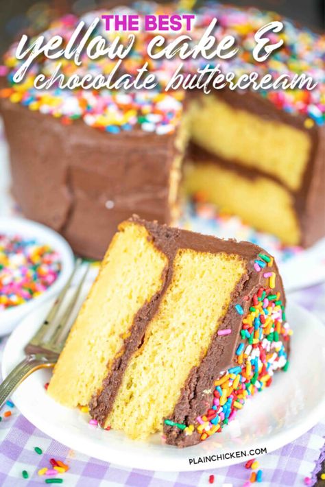 Yellow Cake Mix Recipes, Best Vanilla Cake Recipe, Chocolate Chip Bundt Cake, Boxed Cake Mixes Recipes, German Chocolate Cake Mix, Yellow Cake Recipe, Chocolate Bundt Cake, Plain Chicken, Chocolate Buttercream Frosting