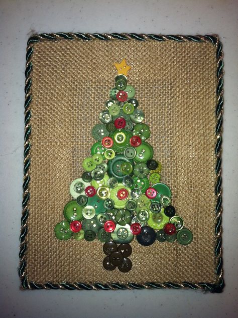 Christmas tree button picture.  Made by Passmore Knick-Knacks.  Follow me on FB as well. Button Picture Frames, Christmas Button Art On Canvas, Button Art Christmas Tree, Button Christmas Tree Picture, Christmas Tree Button Art, Button Tree On Canvas, Button Tree Canvas, Button Christmas Tree Canvas Wall Art, Christmas Button Crafts