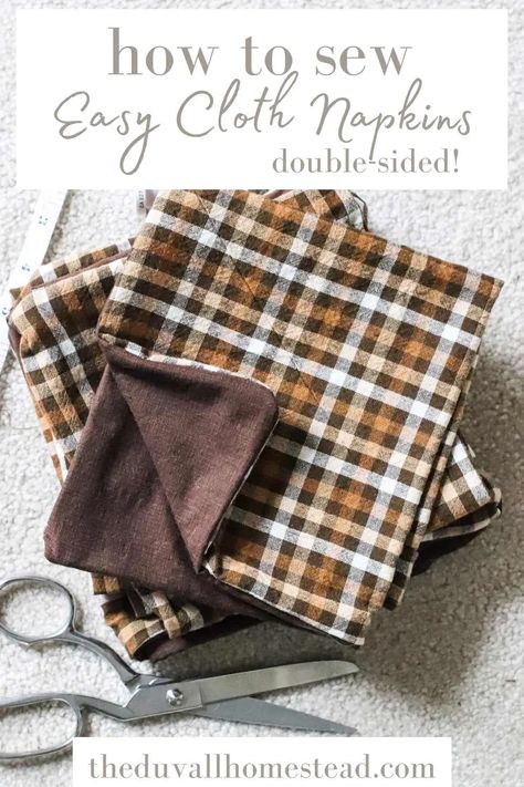 Starting Sewing, Sew Cloth Napkins, Napkin Sewing, Thanksgiving Tablecloth, Handmade Napkins, Thanksgiving Napkins, Simple Farmhouse, Diy Napkins, Sewing Crafts Tutorials