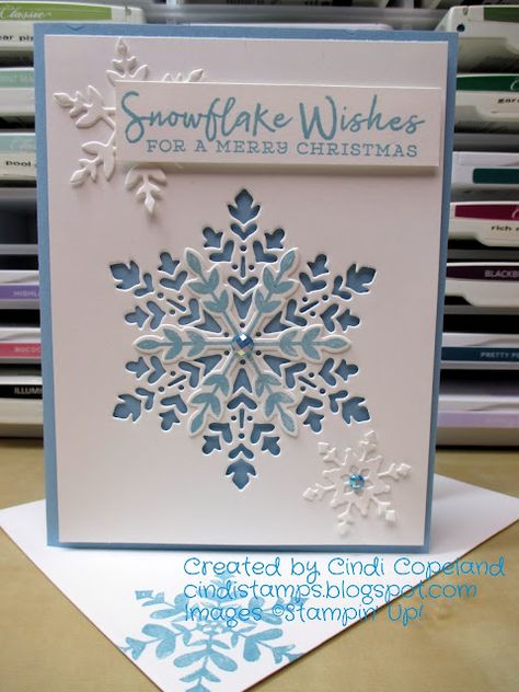 Cindi's Stamping Spot: Speedy Snowflake Wishes Blue Christmas Cards, Winter Wonderland Card, Christmas Medley, Christmas Card Sayings, Stamped Christmas Cards, Simple Christmas Cards, Snowman Cards, Snowflake Cards, Christmas Card Art