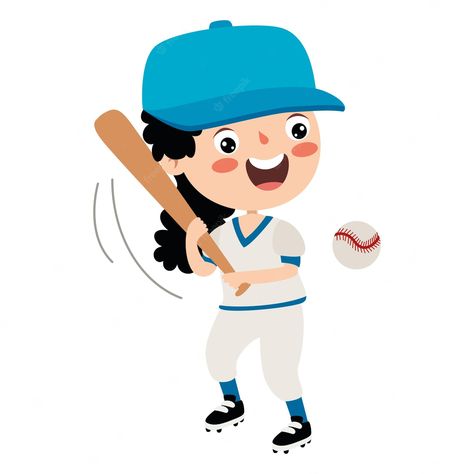 Premium Vector | Cartoon illustration of a kid playing baseball Sports Animation, Kids Playing Baseball, Baseball Cartoon, Premium Vector Cartoon, Kids Studio, Asian Kids, Cute Cartoon Characters, Play Baseball