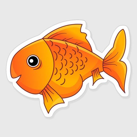 Vector art design of a cute cartoon Goldfish fish. Perfect for people who like cute animals, and cartoon/anime kawaii art style. Hope you like it. Goldfish Cartoon, Fish Cartoon, Goldfish Animation, Goldfish Clipart, Cartoon Fish Cute, Goldfish Illustration Cute, Fancy Goldfish Drawing, Cartoon Goldfish, Goldfish Sticker