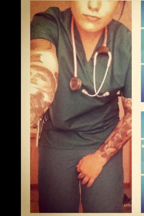 Tattooed nurse sleeves Nurses Tattoo, Nurses With Tattoos, Tattooed Nurse, Rock Tattoos, Nurse Tattoo, Rock Tattoo, Body Decor, Body Art Photography, Stethoscopes