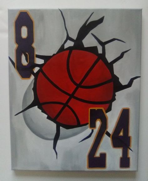 Kobe Bryant Painting, Basketball Canvas Painting, Basketball Canvas Art, Basketball Painting, Basketball Canvas, Kobe Bryant 8, Canvas Painting Designs, Painting Designs, Paint And Sip