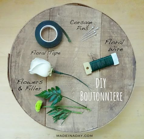 Make A Boutonniere, Diy Boutonniere Wedding, Simple Boutonniere, Diy Boutonniere, Diy Corsage, Boutonnieres Prom, Fresh Wedding Flowers, White Boutonniere, Groomsmen Boutonniere