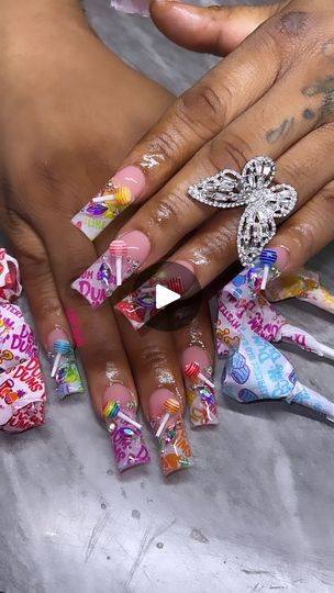 5.8K views · 1.9K reactions | Dum Dums Nails 🍭👅 . . Follow @lma.nails For More Inspo 👣💅🏽✨ .Fully Booked Until March, March Calendar Is Posted 🗓️ . New Clients Books Open February 20th 🗓️ . .Some Inspo From @petontheset 🐐 . . . . . . . . . #pinknails #floridanails  #nailaddiction #nailaddict #nailinspiration #reels #nailsnailsnails #nailideas #cutenails #exoticnails #colorfulnails #nailinspo #prettynails #nailreels #kawailart #nailsofinstagram #nailsdesign #jacksonvillenailtech #floridanailtech #nailtech #frenchtips #longnails #dumdums   . . .Would You Wear Lollipop Nails? | LMA.Nails💘 | BossMan DLow · Fly Girl Dum Dum Nails, Lollipop Nails, New Year Nails, March Calendar, Florida Nails, Dum Dums, Summer Nail Ideas, Books Open, Fully Booked