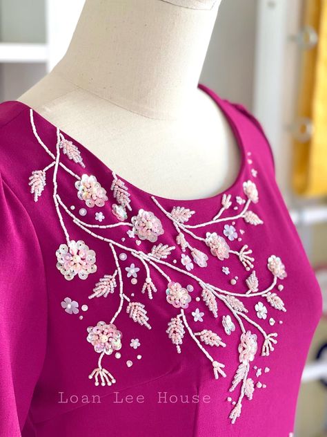 Handwork Kurti Designs, Hoodie Sewing Pattern, Embroidery Fashion Detail, Simple Hand Embroidery Patterns, Lace Dress Design, Hand Beaded Embroidery, Latest Dress Design, Simple Embroidery Designs, Beautiful Casual Dresses