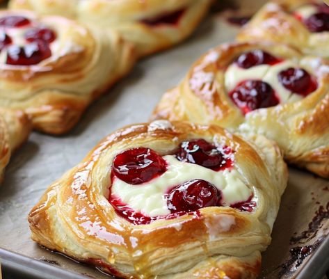 Ultimate Cherry Danish Delight Cherry Danish Puff Pastry, Christmas Danish Recipes, Cranberry Danish, Brioche Danish, Fall Danish, Jam Danish, Danish Recipe From Scratch, Cherry Cream Cheese Danish, Cherry Danish Recipe