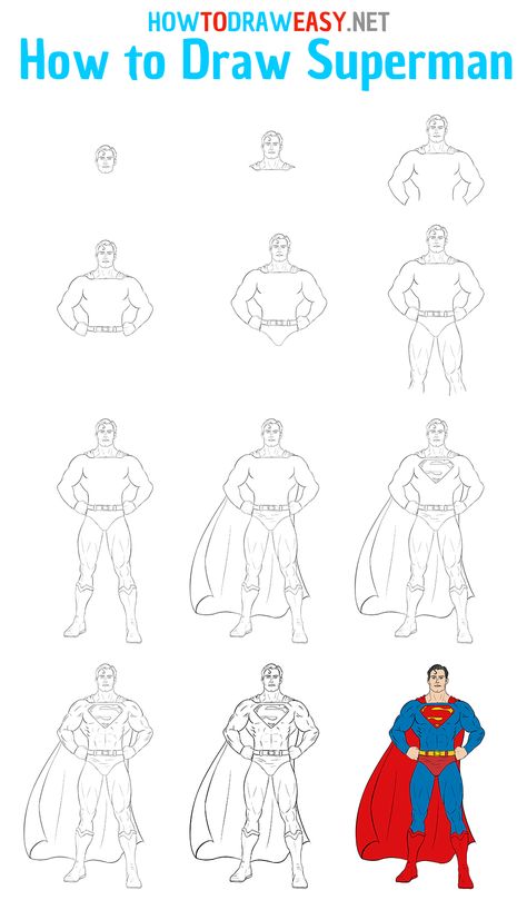 Superman Drawing Tutorial How To Draw Superman Step By Step, Super Hero Sketches Easy, How To Draw Super Heroes Step By Step, How To Draw Wonder Woman, How To Draw A Superhero, How To Draw Superhero, Superman Drawing Sketches, Hero Drawing Poses, Superhero Drawings Easy