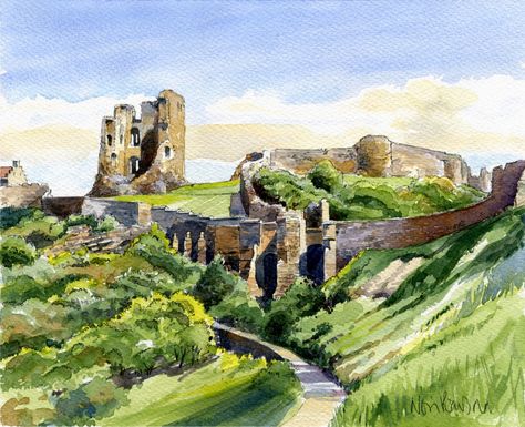 Scarborough Castle – Neil Pearson Illustration Bristol Poster, Whitby England, Scarborough Castle, English Castles, Tower House, Waterfront Property, Houses For Sale, Real Estate Services, Contemporary Artwork