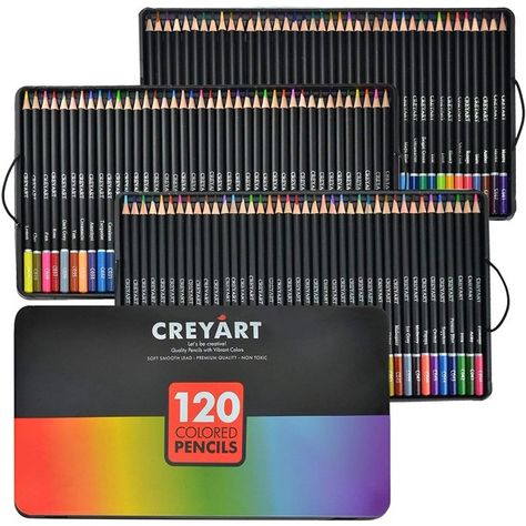 Art Supplies For Kids, Drawing Shading, Colored Pencil Set, Kids Art Supplies, Art Pencils, Professional Paintings, Pencil Painting, Thomas Kinkade, Tin Boxes