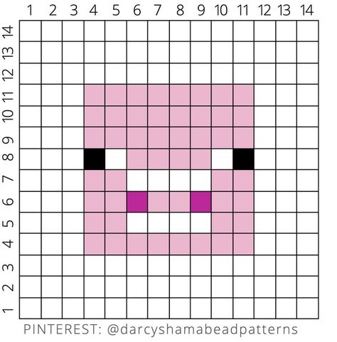 Painting Minecraft, Minecraft Pattern, Pixel Art Minecraft, Minecraft Pig, Pig Pattern, Melty Bead Patterns, Graph Crochet, Easy Pixel Art, Pixel Art Templates