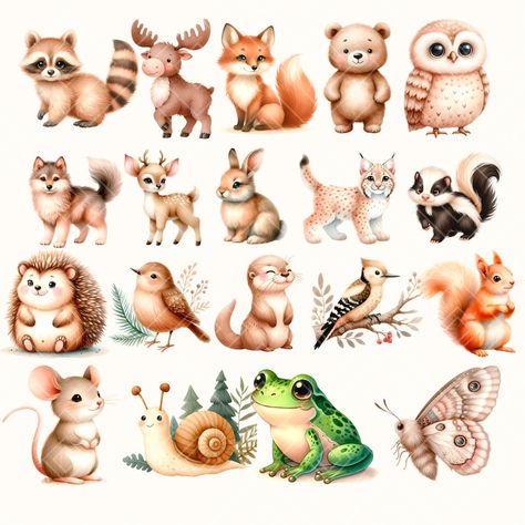 Cute Woodland Animals Clipart, Forest Animals Clipart, Nursery Woodland Decor, Forest Clipart Woodland Clipart Free, Enchanted Wonderland, Forest Animals Clipart, Forest Animals Illustration, Forest Clipart, Wild Animals Vector, Woodland Clipart, Forest Animal Nursery, Nursery Woodland