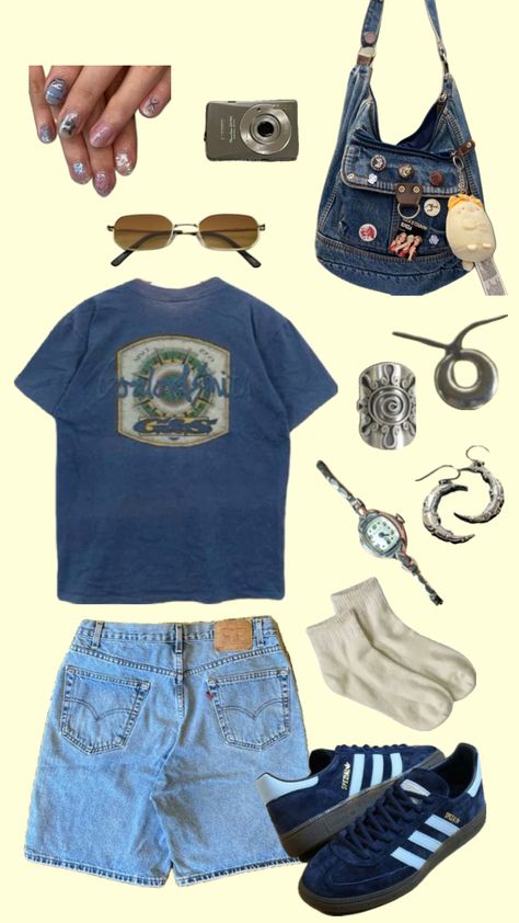 #aestehthic #outfitinspo #summer #navy #blue Swaggy Outfits, Cute Everyday Outfits, Really Cute Outfits, Lookbook Outfits, Dream Clothes, Retro Outfits, Look Cool, Cute Casual Outfits, Clothing And Accessories