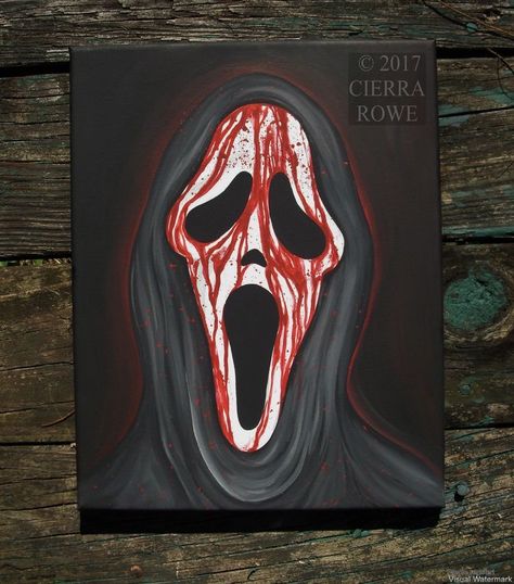 Movie Canvas Painting, Horror Paintings, Scary Paintings, Halloween Canvas Paintings, Creepy Paintings, Halloween Canvas Art, Horror Series, Trippy Painting, Hippie Painting