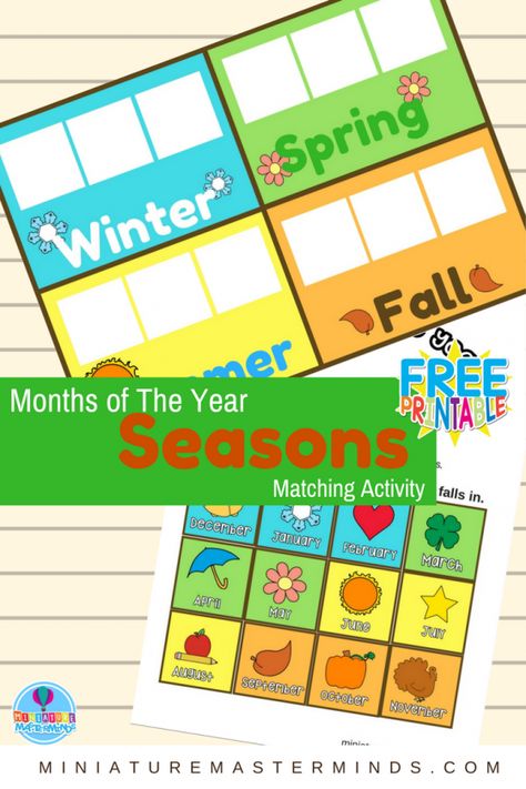 Preschool – Miniature Masterminds Months Of The Year Preschool, Printable Months Of The Year, Dolls Miniature, Seasons Preschool, File Folder Activities, Preschool Programs, Seasons Activities, File Folder Games, Folder Games