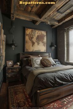 Studio Apartment Ideas For Men, Male Bedroom Ideas, Hipster Bedroom, Men's Bedroom, Western Interior, Best Bedroom Designs, Boys Bedroom Makeover, Masculine Bedroom, Apartment Stuff