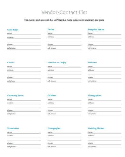 vendor contact list template , Contact List Template – Several Options of Categorization to Know , Contact list template can be referred as some personal information. It can be classified again into several types by categorize the people within the same field or interest. Wedding Vendor List Template, Business Contact List Template, Vendor List Template, Contact Template, Contact List Template, Excel Learning, Event Venue Business, Venue Business, Questionnaire Template