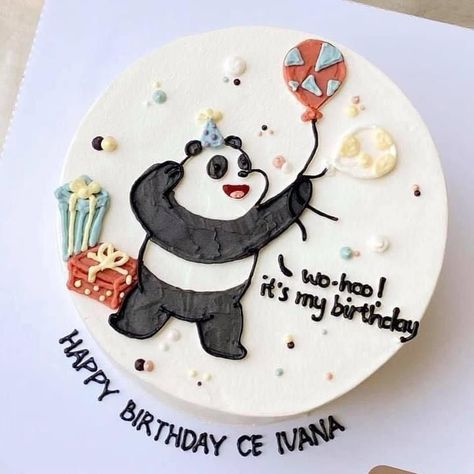 Panda Birthday Cake, Birthday Cake For Boyfriend, Anime Cake, Tiny Cakes, Panda Birthday, Funny Birthday Cakes, Simple Cake Designs, Mini Cakes Birthday, Creative Cake Decorating