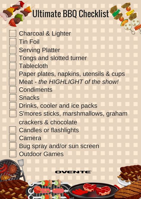 2000s Bbq Party, Birthday Barbeque Ideas, Cookout Checklist, Bbq Checklist, Bbq Food List, Food Decorations Ideas, Barbeque Ideas, Grilled Ribs, Picnic Event