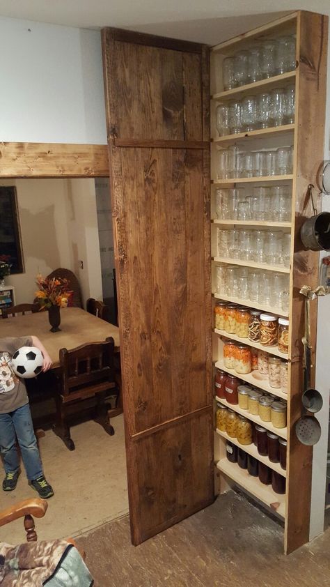 Canning Pantry Storage Organization Ideas, Basement Food Storage Shelves, Canning Cabinet Storage, Canning Cabinet Storage Diy, Mason Jar Cabinet, Canning Jar Storage Ideas Diy, Storage Without Pantry, Canning Storage Cabinets, Canning Jar Storage Ideas Shelves