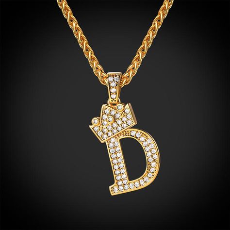 Iced Out Crown Letter D Pendant Necklace Initial Capital Jewelry – U7 Jewelry Girlfriend Necklace Gift, Necklace Girlfriend, Locket Necklaces, Floating Diamond Necklace, Picture Locket, Solitaire Necklace, Necklace Initial, Letter Pendant Necklace, Necklace For Girlfriend