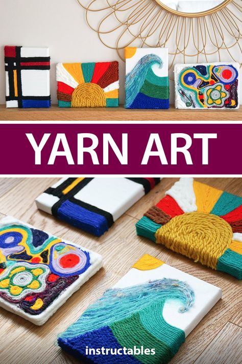 Yarn Art Projects, Middle School Art Projects, Yarn Painting, Easter Centerpiece, Diy Yarn, Elementary Art Projects, Homeschool Art, School Art Projects, Art Lessons Elementary