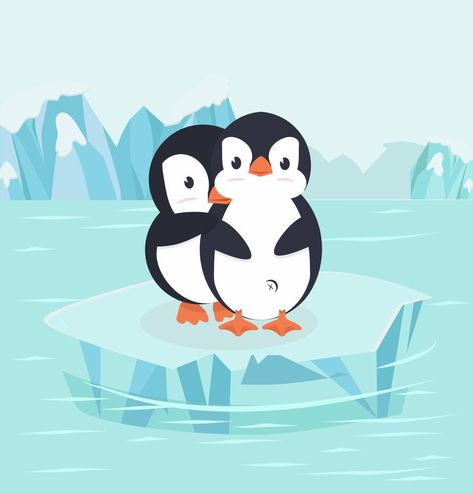 Pinguin Illustration, Penguin Hug, Penguin Illustration, Adelie Penguin, Penguin Drawing, Arctic Ice, Penguin Love, Digital Art Beginner, Animated Animals