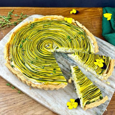 Courgette and Ricotta Tart Recipe - Whisk Ricotta Zucchini Tart, Yellow Courgette Recipe, Zucchini Tart Recipes, Mini Tarts Savory, Courgette Tart, Summer Quiche, Bridal Breakfast, Zucchini Tart, Ricotta Tart