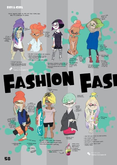 Splatoon Inspired Outfits, Splatoon Fanmade Species, Splatoon Side Order Art, Splatoon Concept Art, Splatoon Hair, Splatoon Fashion, Splatoon Hairstyles, Splatoon Outfits, Splatoon Official Art