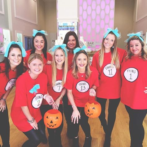 Trick or treat! We love our #KSstaffstyle Halloween costumes! Thing 1, Thing 2, Thing 3... Thing 1 Thing 2 Group Costume, Thing 1 And Thing 2 Costumes For Women, Diy Thing One And Thing Two Costumes, Thing 1 Thing 2 Costume Teacher, Thing 1 Thing 2 Costume, Thing 2 Costume, College Halloween Parties, Thing 1 And Thing 2 Matching Shirts, Diy Group Halloween Costumes