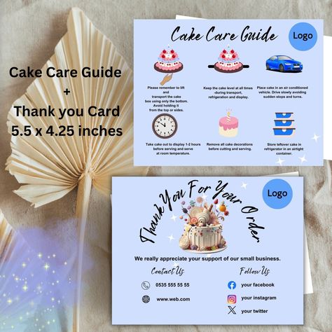 Cake Care Card, Leftover Cake, Cake Logo, Cake Card, Art Template, Care Card, Store Decor, Wall Art Designs, Online Printing