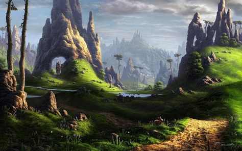 Awesomely awesome wallpapers - Imgur Image Nature, Landscape Concept, Alien Planet, Fantasy Setting, Fantasy Places, Matte Painting, Fantasy Art Landscapes, Environment Design, Environmental Art