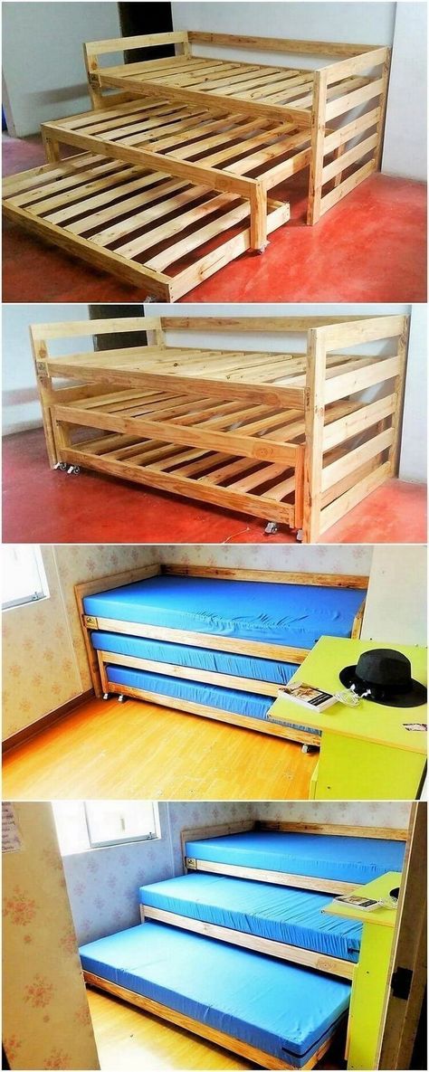 Log Stairs, Pallet Bunk Beds, Rustic Projects, Organize Kids, Static Caravan, Made From Pallets, Caravan Ideas, Folding Tables, Bunk Bed Designs