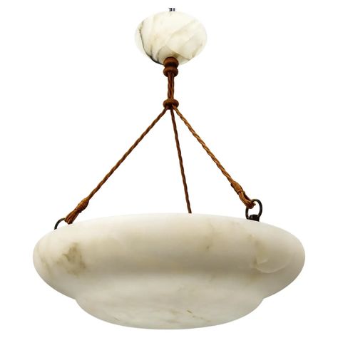 For Sale on 1stDibs - Art Deco white alabaster pendant light, France, 1920s. A beautiful French Art Deco white alabaster pendant ceiling pendant light with dark brown veins. Alabaster Lighting, Art Deco Light Fixture, Compact Art, Bronze Fixtures, Art Deco Pink, White Alabaster, Art Deco Chandelier, Art Deco Pendant, 1920s Art Deco